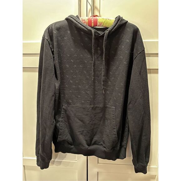 True Religion Mini Logo Black Monogram Hoodie Sz L - Picture 1 of 4